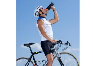 Cyclist drinking water